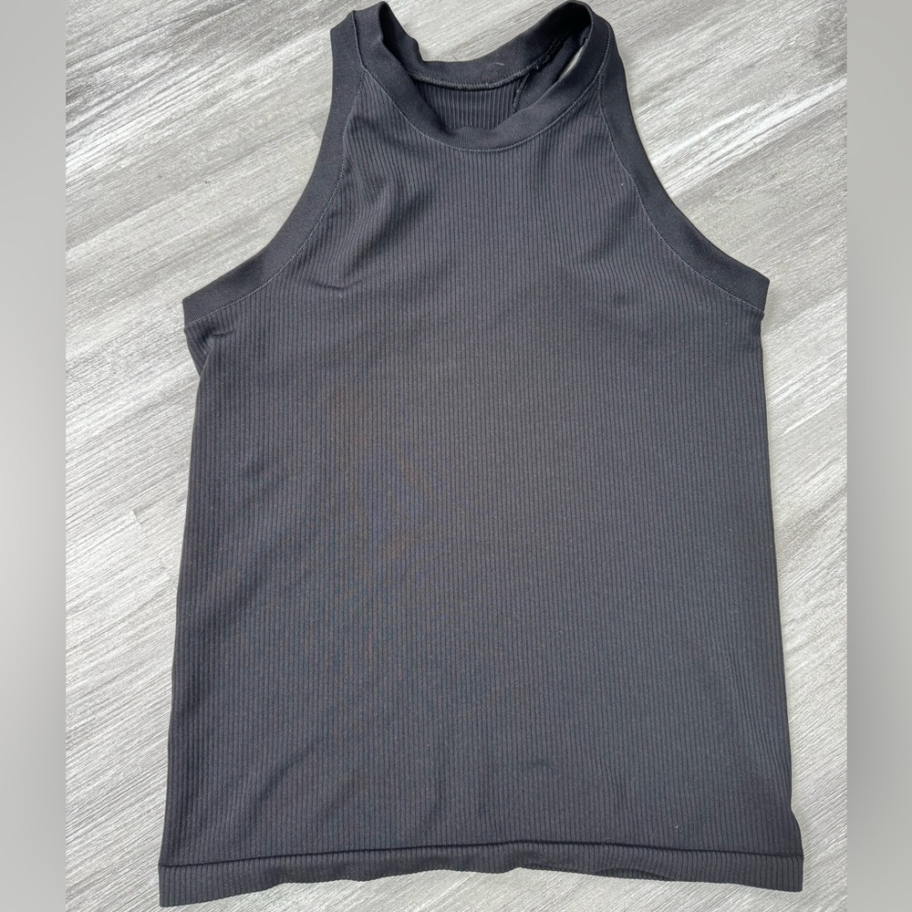 Athleta Black Sleeveless Ribbed Tank